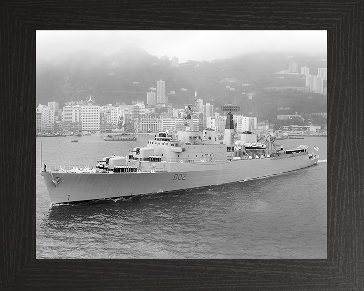 HMS Devonshire (D02) Royal Navy County Class Destroyer Leaving Harbour Photo Print Wall Art Decor Posters, Prints, & Visual Artwork Hampshire Prints 10 x 8 Black Frame No