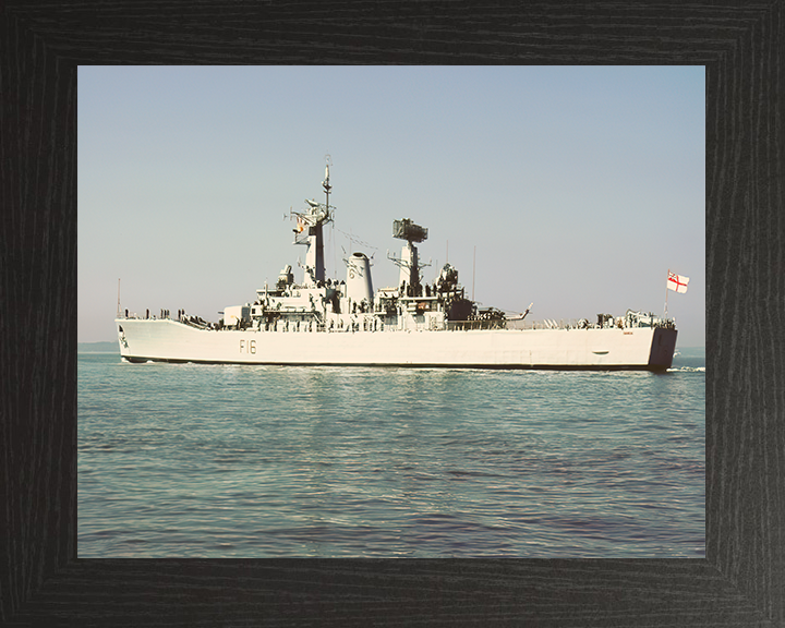 HMS Diomede (F16) Royal Navy Leander Class Frigate Leaving Portsmouth Photo Print Wall Art Decor Posters, Prints, & Visual Artwork Hampshire Prints 10 x 8 Black Frame No