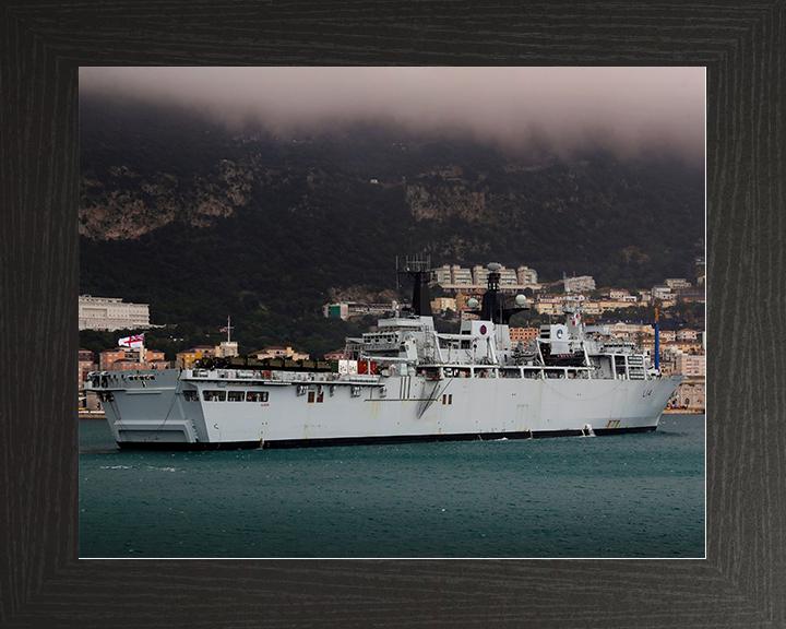 HMS Albion (L14) Royal Navy Albion Class Amphibious Ship Entering Harbour Photo Print Wall Art Naval Decor Posters, Prints, & Visual Artwork Hampshire Prints 10 x 8 Black Frame No