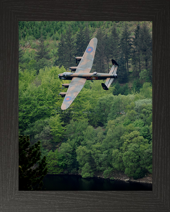 RAF Lancaster Bomber in Flight Photo Print - Royal Air Force Aircraft Hampshire Prints 10 x 8 Black Frame No