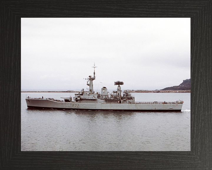 HMS Ariadne (F72) Royal Navy Leander Class Frigate Port Beam View Photo Print Wall Art Decor Posters, Prints, & Visual Artwork Hampshire Prints 10 x 8 Black Frame No