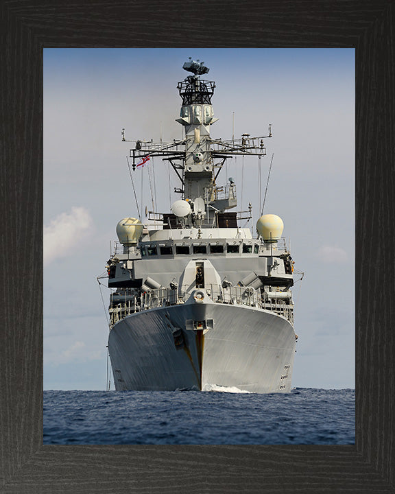 HMS Lancaster (F229) Photo Print - Low Bow View - Royal Navy Type 23 Frigate Hampshire Prints 10 x 8 Black Frame No