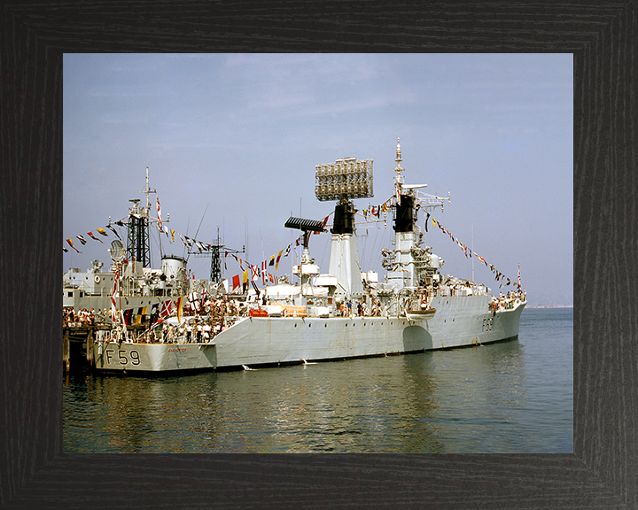 HMS Chichester (F59) Royal Navy Salisbury Class Frigate Dress Ship Photo Print Wall Art Decor Posters, Prints, & Visual Artwork Hampshire Prints 10 x 8 Black Frame No