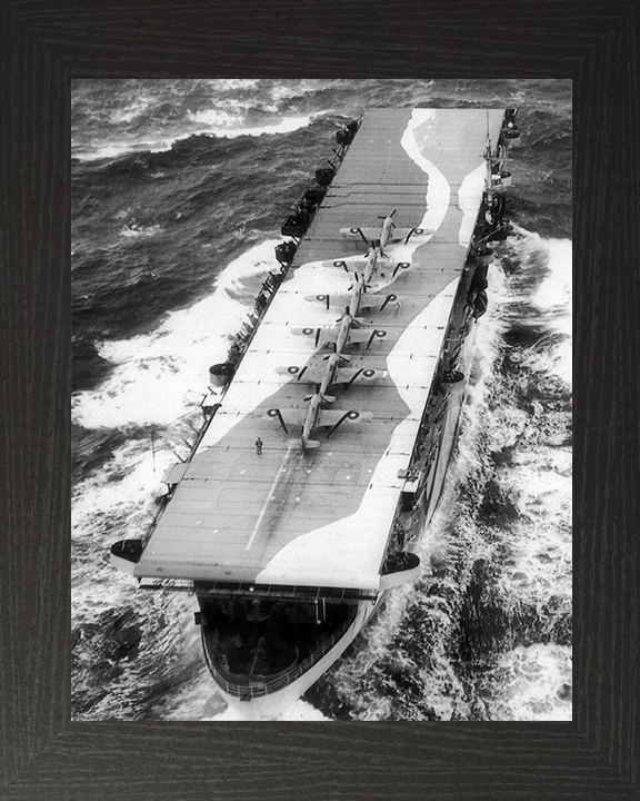HMS Avenger (D14) Photo Print - At Sea 1942 - Royal Navy Aircraft Carrier Hampshire Prints 10 x 8 Black Frame No