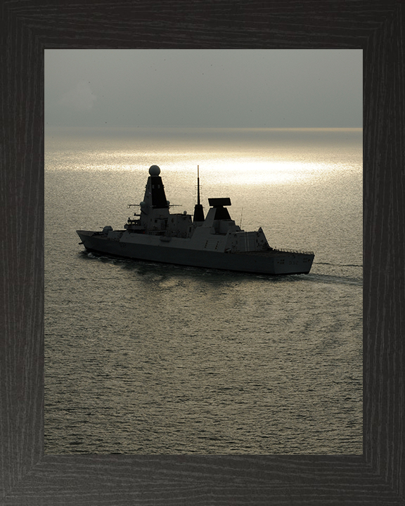 HMS Daring (D32) Photo Print - At Sunset 2010 - Royal Navy Type 45 Destroyer Hampshire Prints 10 x 8 Black Frame No
