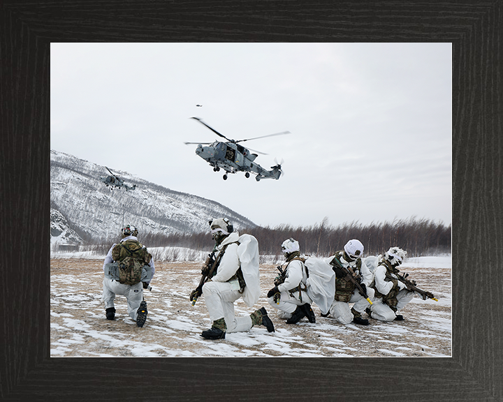 Royal Marines With Wildcat Helicopters in Norway Photo Print 40 Commando Wall Art Military Poster Posters, Prints, & Visual Artwork Hampshire Prints 10 x 8 Black Frame No
