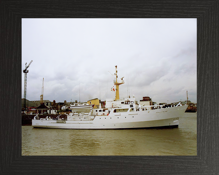 HMS Beagle (A319) Royal Navy Bulldog Class Survey Vessel Starboard Beam View Photo Print Wall Art Decor Posters, Prints, & Visual Artwork Hampshire Prints 10 x 8 Black Frame No