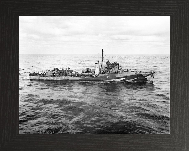 HMS Aldenham (L22) Royal Navy Hunt Class Escort Destroyer Starboard View Photo Print Wall Art Naval Decor Posters, Prints, & Visual Artwork Hampshire Prints 10 x 8 Black Frame No