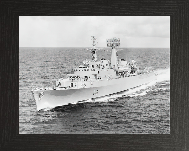 HMS Antrim (D18) Royal Navy County Class Destroyer Port Bow View Photo Print Wall Art Decor Posters, Prints, & Visual Artwork Hampshire Prints 10 x 8 Black Frame No