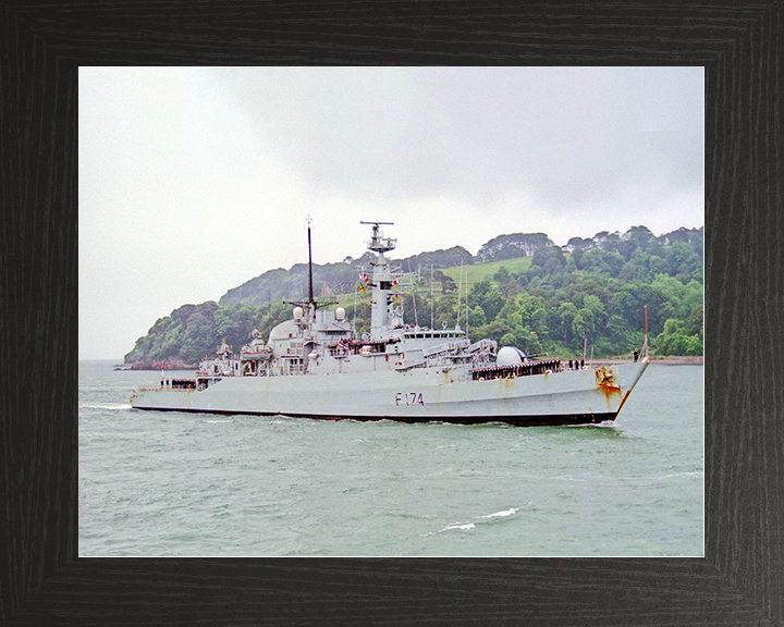 HMS Alacrity (F174) Royal Navy Type 21 Frigate Plymouth Sound Photo Print Wall Art Naval Decor Posters, Prints, & Visual Artwork Hampshire Prints 10 x 8 Black Frame No