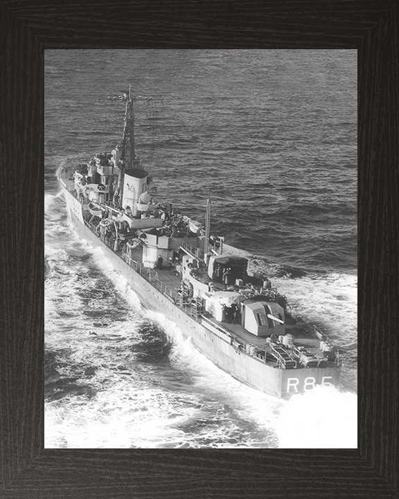 HMS Cambrian (R85) Royal Navy C Class Destroyer Port Quarter View Photo Print Wall Art Decor Posters, Prints, & Visual Artwork Hampshire Prints 10 x 8 Black Frame No