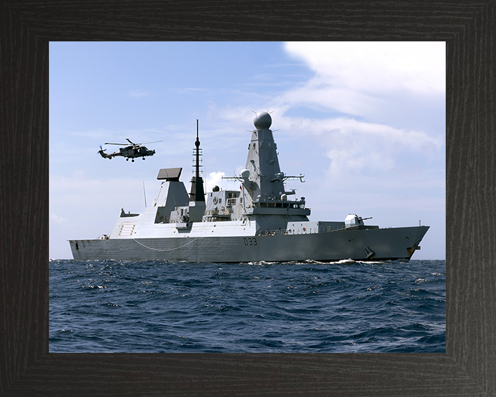HMS Dauntless (D33) Royal Navy Type 45 Destroyer With Lynx Helicopter Photo Print Wall Art Decor Posters, Prints, & Visual Artwork Hampshire Prints 10 x 8 Black Frame No