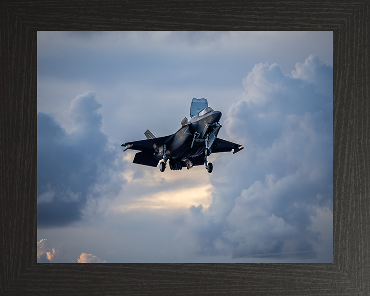 F-35B Lighting Jet Hovering Before Landing Photo Print - Royal Navy Aircraft Posters, Prints, & Visual Artwork Hampshire Prints 10 x 8 Black Frame No