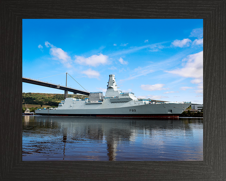 HMS Cardiff (F89) Royal Navy Type 26 Frigate Under Tow Starboard View Photo Print Wall Art Decor Posters, Prints, & Visual Artwork Hampshire Prints 10 x 8 Black Frame No