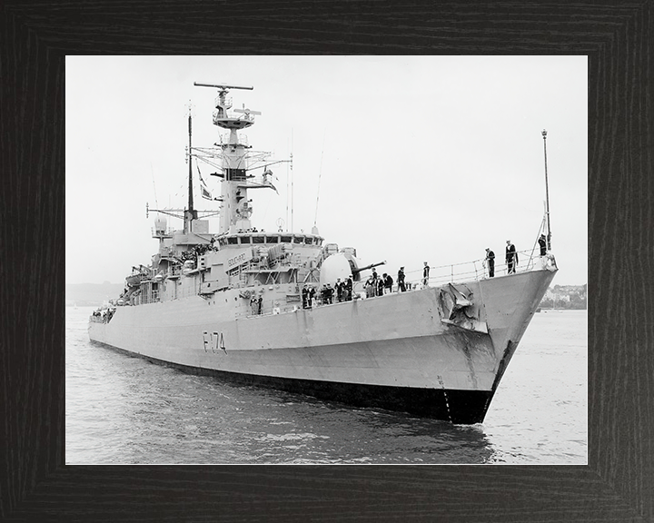 HMS Alacrity (F174) Royal Navy Type 21 Frigate Starboard Bow View Photo Print Wall Art Naval Decor Posters, Prints, & Visual Artwork Hampshire Prints 10 x 8 Black Frame No