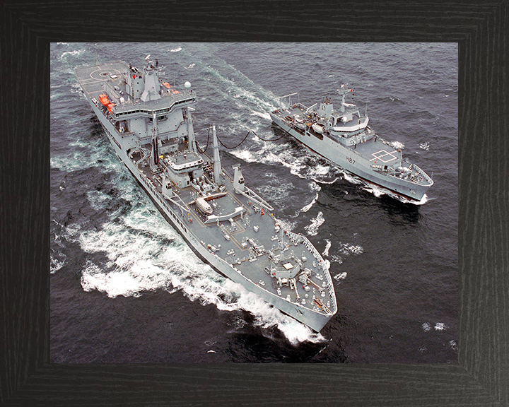 RFA Wave Knight (A389) Photo Print - RAS With HMS Echo 2003 - Royal Fleet Auxiliary Wave Class Tanker Posters, Prints, & Visual Artwork Hampshire Prints 10 x 8 Black Frame No