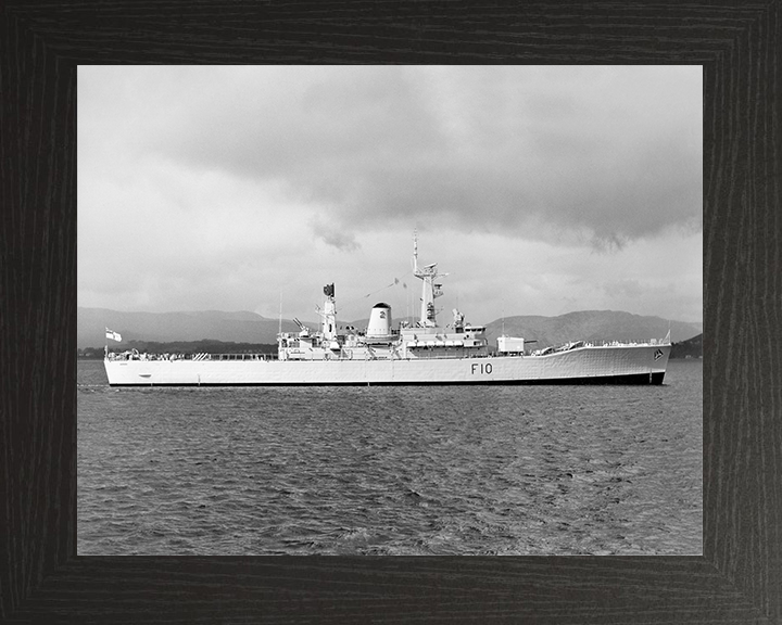 HMS Aurora (F10) Royal Navy Leander Class Frigate Starboard Beam View Photo Print Wall Art Decor Posters, Prints, & Visual Artwork Hampshire Prints 10 x 8 Black Frame No