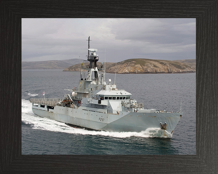 HMS Clyde (P257) Royal Navy River Class Patrol Vessel High Starboard View Photo Print Wall Art Decor Posters, Prints, & Visual Artwork Hampshire Prints 10 x 8 Black Frame No