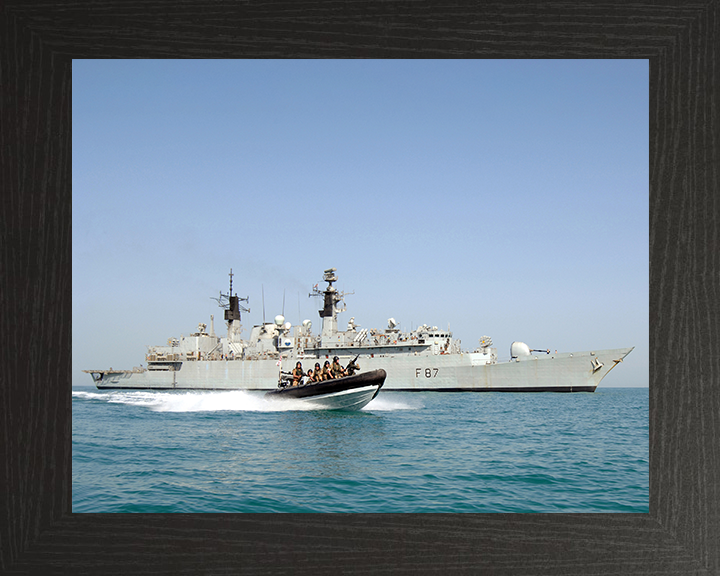 HMS Chatham (F87) Photo Print - Al Basrah Iraqi 2008 - Royal Navy Type 22 Frigate Posters, Prints, & Visual Artwork Hampshire Prints 10 x 8 Black Frame No