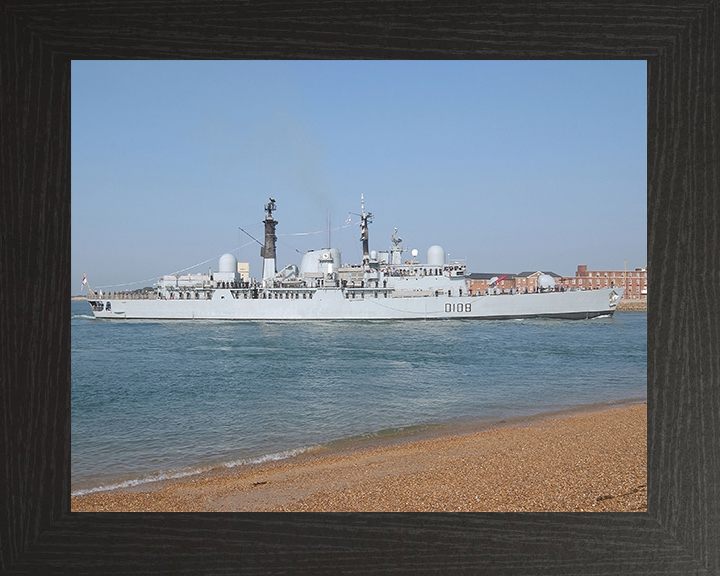 HMS Cardiff (D108) Royal Navy Type 42 Destroyer Paying Off Photo Print Wall Art Decor Posters, Prints, & Visual Artwork Hampshire Prints 10 x 8 Black Frame No