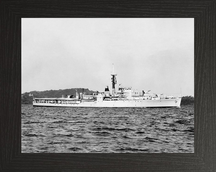 HMS Crane (U23) Royal Navy Black Swan Class Sloop Starboard Beam View Photo Print Wall Art Decor Posters, Prints, & Visual Artwork Hampshire Prints 10 x 8 Black Frame No