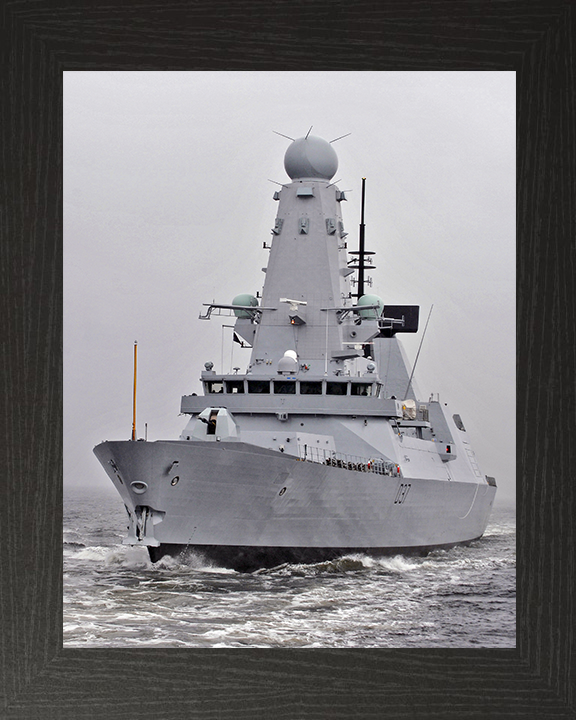 HMS Duncan (D37) Photo Print - Sea Trials - Royal Navy Type 45 Destroyer Hampshire Prints 10 x 8 Black Frame No