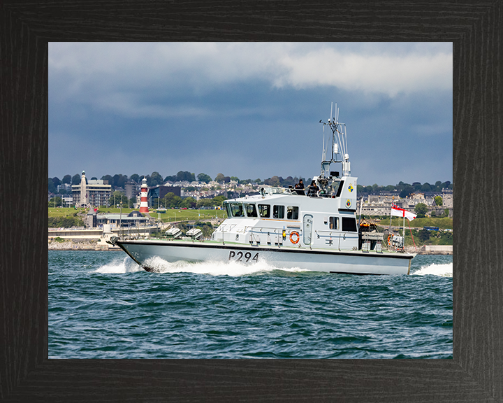 HMS Trumpeter (P294) Photo Print - Plymouth 2021 - Royal Navy Archer Class P2000 Patrol Vessel Hampshire Prints 10 x 8 Black Frame No