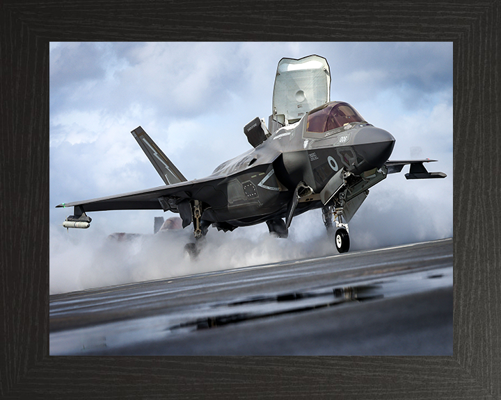 F-35 Lightening Jet Taking Off 2025 Photo Print - Royal Navy Aircraft Hampshire Prints 10 x 8 Black Frame No