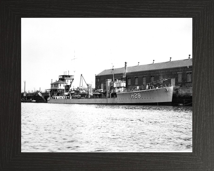HMS Thanet (H29) - In Harbour 1928 - Royal Navy S Class Destroyer Photo Print Wall Art Naval Decor UK Posters, Prints, & Visual Artwork Hampshire Prints 10 x 8 Black Frame No