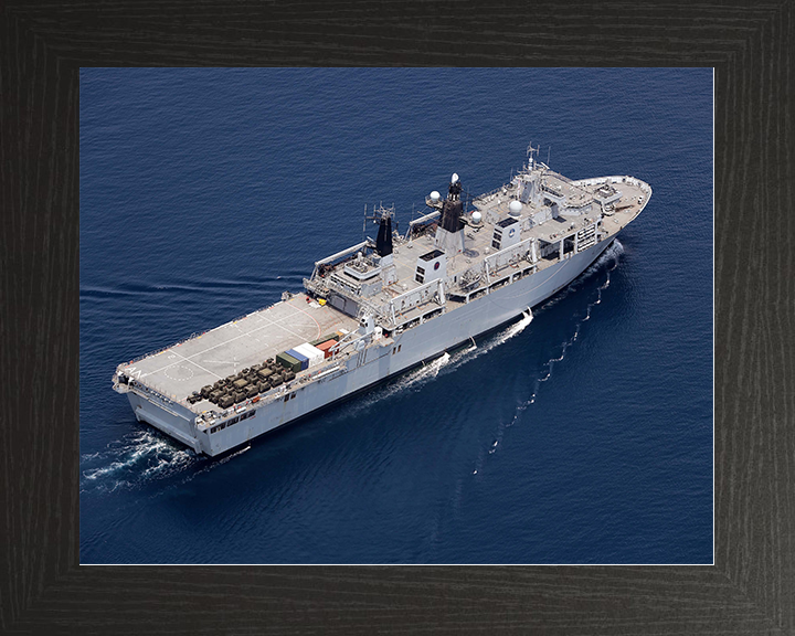 HMS Albion (L14) Royal Navy Albion Class Amphibious Ship Starboard View From Above Photo Print Wall Art Naval Decor Posters, Prints, & Visual Artwork Hampshire Prints 10 x 8 Black Frame No