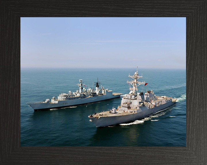 HMS Cumberland (F85) Royal Navy Type 22 Frigate Alongside USS Winston S. Churchill Photo Print Wall Art Decor Posters, Prints, & Visual Artwork Hampshire Prints 10 x 8 Black Frame No