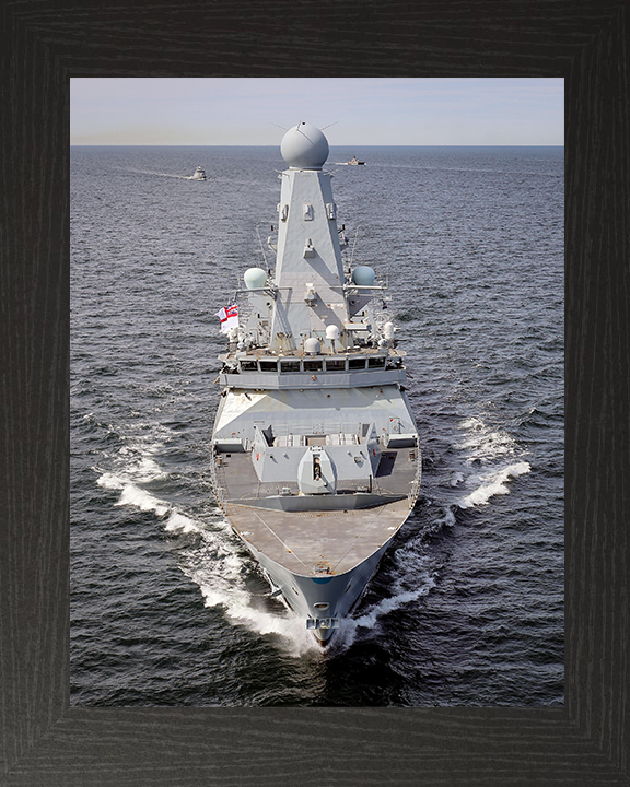 HMS Defender (D36) Royal Navy Type 45 Destroyer At Sea Bow View Photo Print Wall Art Decor Posters, Prints, & Visual Artwork Hampshire Prints 10 x 8 Black Frame No