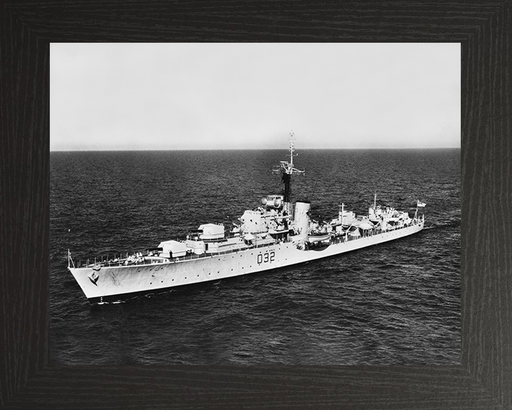 HMS Camperdown (D32) Photo Print - at Sea - Royal Navy Battle Class Destroyer Posters, Prints, & Visual Artwork Hampshire Prints 10 x 8 Black Frame No