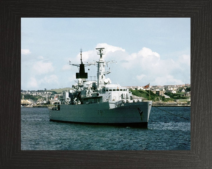 HMS Brazen (F91) Royal Navy Type 22 Frigate At A Buoy Photo Print Wall Art Decor Posters, Prints, & Visual Artwork Hampshire Prints 10 x 8 Black Frame No