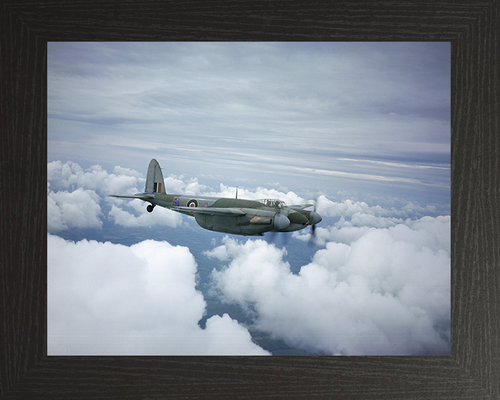 RAF De Havilland Mosquito IIF in flight Photo Print - Royal Air Force Aircraft Hampshire Prints 10 x 8 Black Frame No