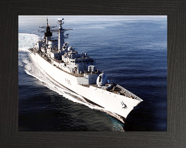 HMS Cumberland (F85) Royal Navy Type 22 Frigate High Starboard Bow View Photo Print Wall Art Decor Posters, Prints, & Visual Artwork Hampshire Prints 10 x 8 Black Frame No