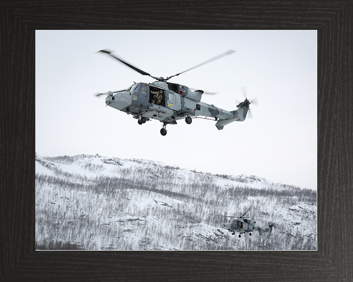 Royal Navy Wildcat Helicopter Over Norway 2026 Photo Print Wall Art Naval Aircraft Decor Posters, Prints, & Visual Artwork Hampshire Prints 10 x 8 Black Frame No