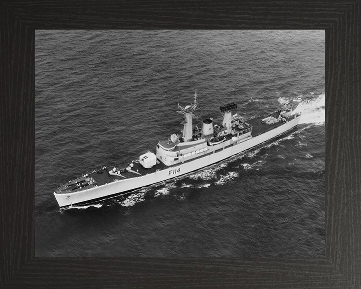 HMS Ajax (F114) Photo Print - Underway - Royal Navy Leander Class Frigate Posters, Prints, & Visual Artwork Hampshire Prints 10 x 8 Black Frame No
