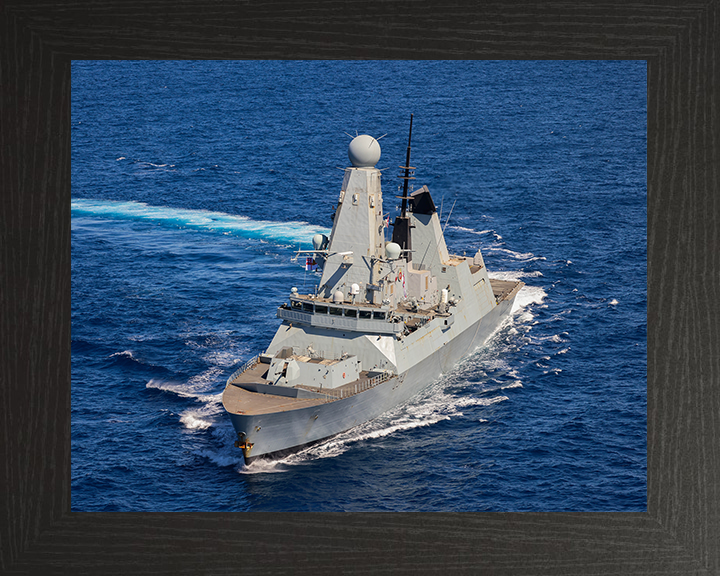 HMS Diamond (D34) Royal Navy Type 45 Destroyer Turning to Starboard Photo Print Wall Art Decor Posters, Prints, & Visual Artwork Hampshire Prints 10 x 8 Black Frame No