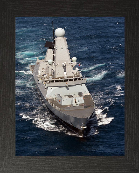 HMS Diamond (D34) Photo Print - Bow View 2012 - Royal Navy Type 45 Destroyer Hampshire Prints 10 x 8 Black Frame No