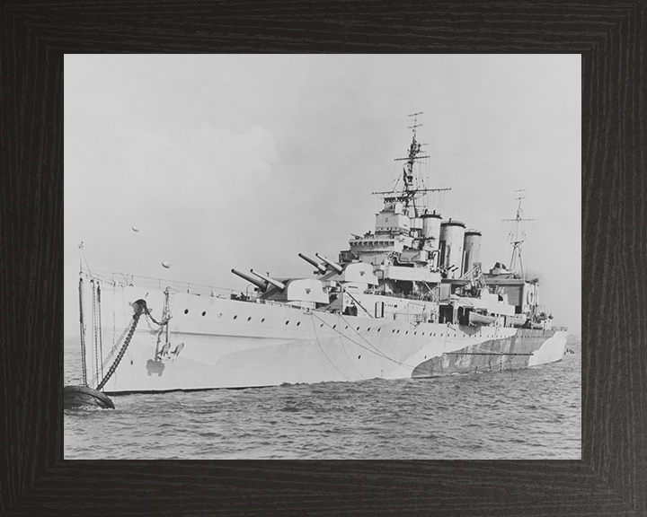 HMS Cumberland (57) Royal Navy County Class Cruiser Warship At a Buoy Photo Print Wall Art Decor Posters, Prints, & Visual Artwork Hampshire Prints 10 x 8 Black Frame No