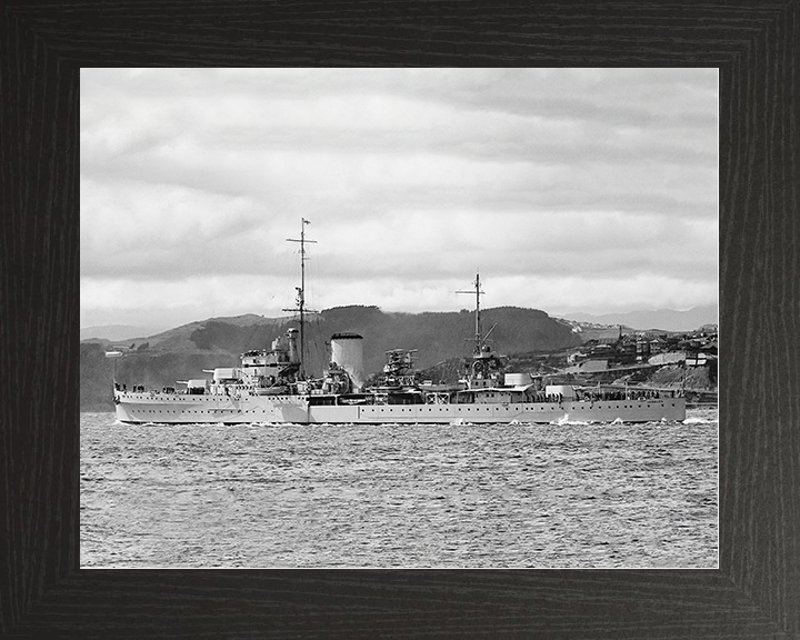 HMS Achilles (C70) Royal Navy Leander Class Light Cruiser Photo Print Warship Wall Art Posters, Prints, & Visual Artwork Hampshire Prints 10 x 8 Black Frame No