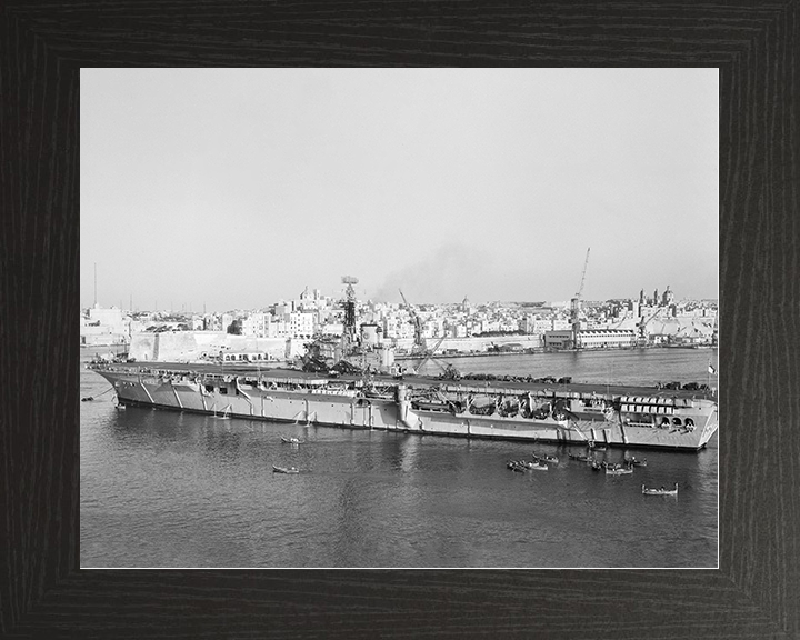 HMS Albion (R07) Royal Navy Centaur Class Carrier Grand Harbour Valletta Photo Print Wall Art Naval Decor Posters, Prints, & Visual Artwork Hampshire Prints 10 x 8 Black Frame No