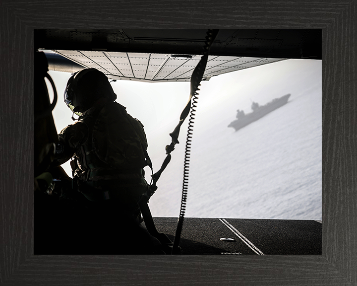 Merlin Mk4 Helicopter Aircrew Photo Print - Royal Navy Aircraft Hampshire Prints 10 x 8 Black Frame No