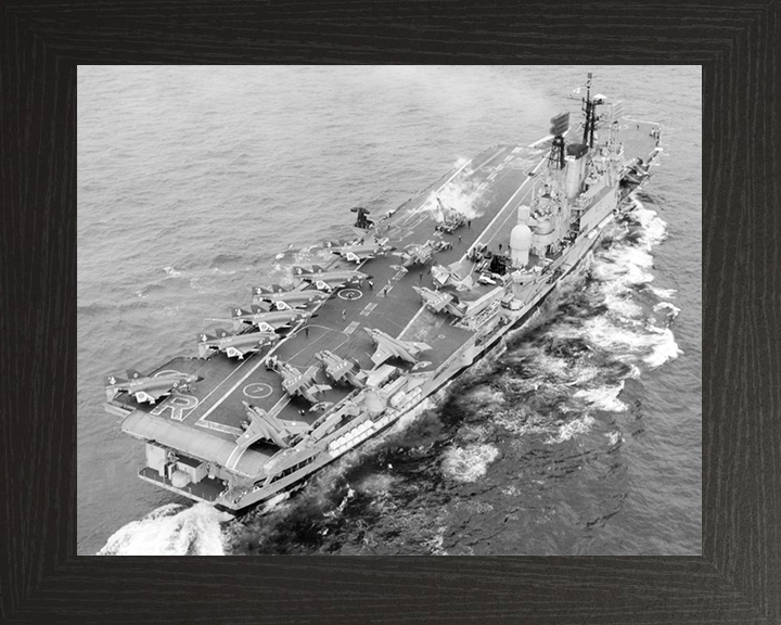 HMS Ark Royal (R09) Royal Navy Audacious Class Aircraft Carrier Flight Deck View Photo Print Wall Art Decor Posters, Prints, & Visual Artwork Hampshire Prints 10 x 8 Black Frame No