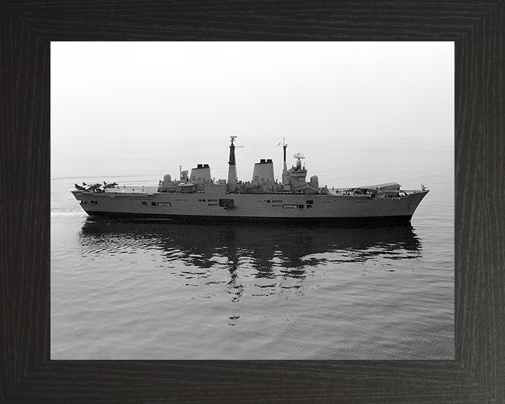 HMS Invincible (R05) Photo Print - At Sea 1990 - Royal Navy Invincible Class Aircraft Carrier Hampshire Prints 10 x 8 Black Frame No