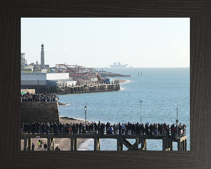 HMS Prince of Wales (R09) Photo Print - Southsea 2025 - Royal Navy Queen Elizabeth Class Aircraft Carrier Posters, Prints, & Visual Artwork Hampshire Prints 10 x 8 Black Frame No