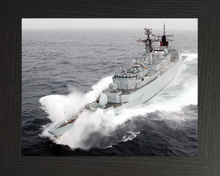 HMS Chatham (F87) Royal Navy Type 22 Frigate In Rough Sea Photo Print Wall Art Decor Posters, Prints, & Visual Artwork Hampshire Prints 10 x 8 Black Frame No