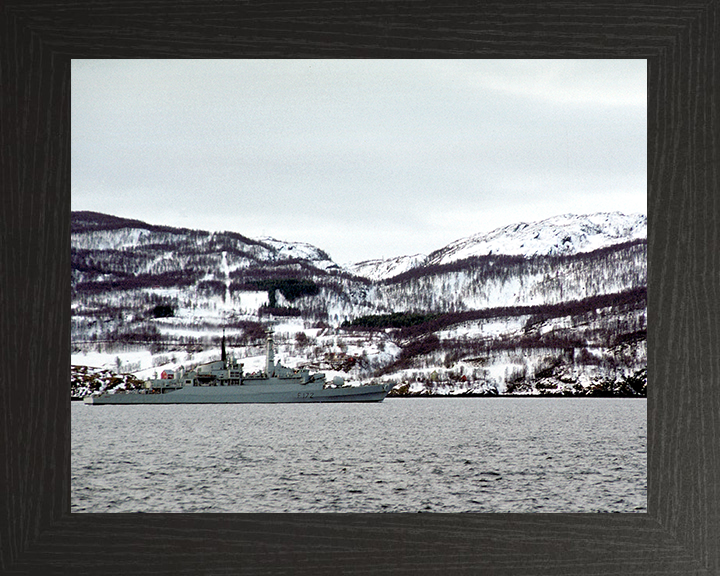 HMS Ambuscade (F172) Photo Print - Norwegian Sea 1992 - Royal Navy Type 21 Frigate Hampshire Prints 10 x 8 Black Frame No