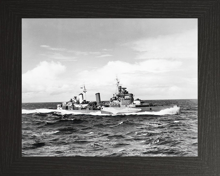 HMS Belfast (C35) Royal Navy Town Class Light Cruiser Starboard Beam View Photo Print Wall Art Decor Posters, Prints, & Visual Artwork Hampshire Prints 10 x 8 Black Frame No
